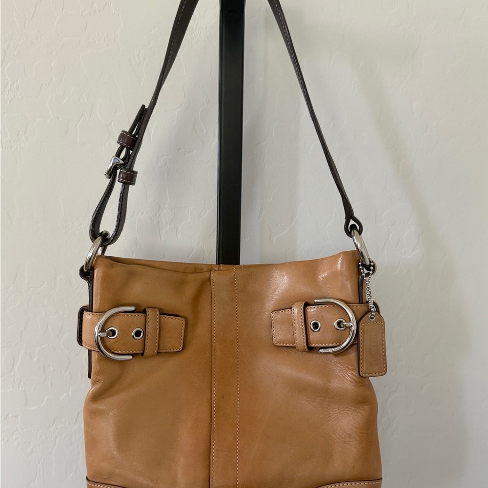 Coach SoHo Slim Duffle Tan Leather Shoulder Bag